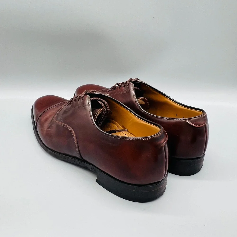 Johnston & Murphy Oxford Mens 9 Bron Leather Cap Toe Optima Dress Shoes Preppy